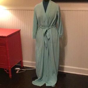 Vintage Sears Take-Along robe in aqua. Nylon. Belt. Pocket.